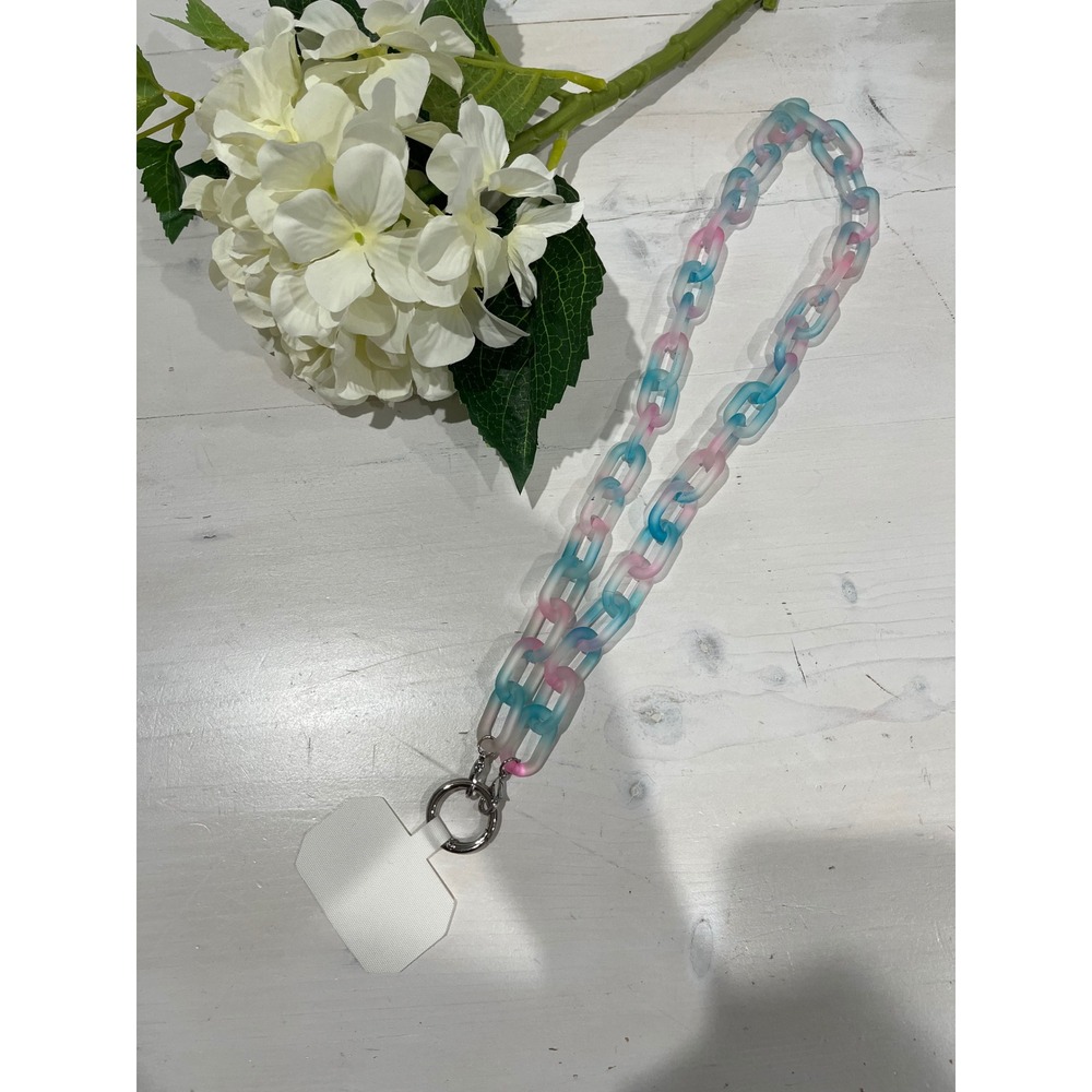 Phone Lanyard Charm Chain‎ Translucent Pastel Pink Blue Acrylic Links